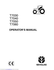 New Holland T7030, T7040, T7050, T7060 tractor operator's manual - New Holland Agriculture manuals - NH-T7030-OM