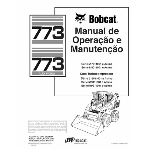 Minicarregadeira Bobcat 773 pdf manual de operação e manutenção PT - Lince manuais - BOBCAT-773-6900842-PT-OM