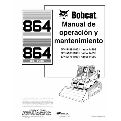 Bobcat 864, 864H skid steer loader pdf operation and maintenance manual ES - BobCat manuals - BOBCAT-864-6900953-ES-OM