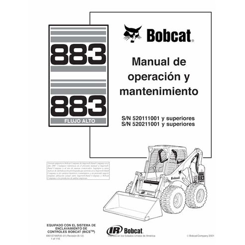 Bobcat 883 skid steer loader pdf operation and maintenance manual ES - BobCat manuals - BOBCAT-883-6901274-ES-OM