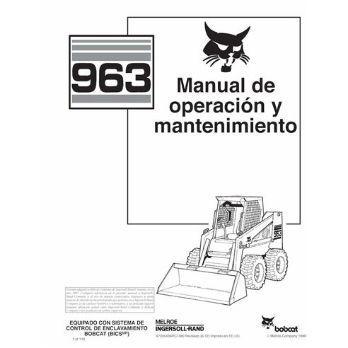 Manuel d'utilisation et d'entretien pdf de la chargeuse compacte Bobcat 963 ES - Lynx manuels - BOBCAT-963-6724543-ES-OM