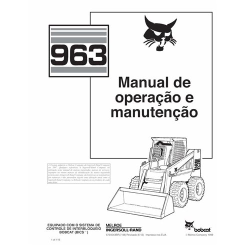 Bobcat 963 minicargadora pdf manual de operación y mantenimiento PT - Gato montés manuales - BOBCAT-963-6724543-PT-OM