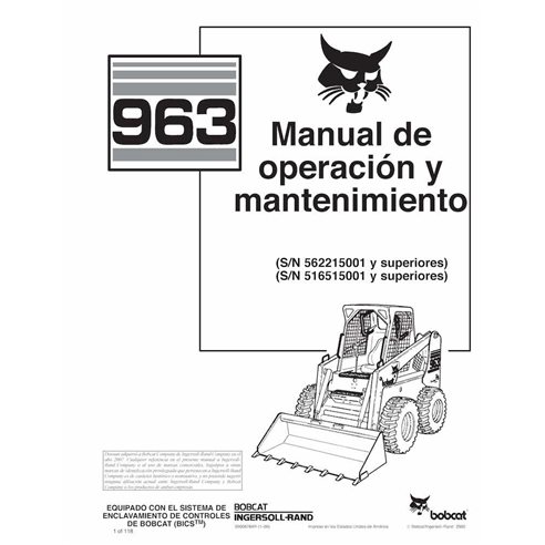 Manuel d'utilisation et d'entretien pdf de la chargeuse compacte Bobcat 963 ES - Lynx manuels - BOBCAT-963-6900878-ES-OM