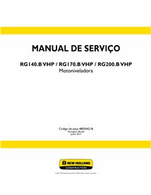 Manuel d'utilisation et d'entretien pdf des niveleuses VHP New Holland RG140.B, RG170.B et RG200.B PT - New Holland Construct...