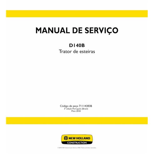 Topadora sobre orugas New Holland D140B pdf manual de servicio PT - New Holland Construcción manuales - NH-D140B-71114383B-SM-PT