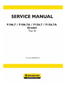 New Holland F106.7, F106.7A, F156.7, F156.7A grader pdf service manual  - New Holland Construction manuals - NH-106-7-8432901...