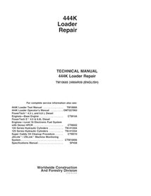 Cargador John Deere 444k pdf manual técnico de reparación PT - John Deere manuales - JD-TM10685-EN