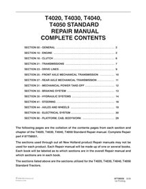 NH-87758551 New Holland T7510, T7520, T7530, T7540, T7550 Manual de reparación de tractores estándar
