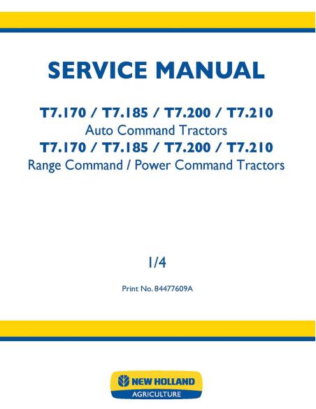 NH-84477609A Manual de servicio del tractor New Holland T7.170, T7.185, T7.200, T7.210