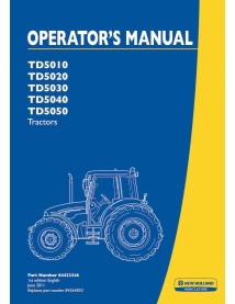 Manual del operador del tractor New Holland TD5010, TD5020, TD5030, TD5040, TD5050 - New Holand Agricultura manuales - NH-842...