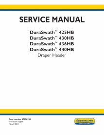 Manual de servicio del cabezal New Holland DuraSwath 425HB, 430HB, 436HB, 440HB - New Holand Agricultura manuales - NH-475289...