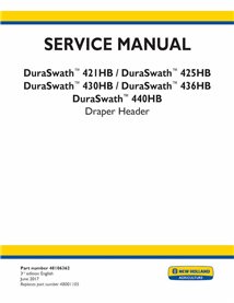 New Holland DuraSwath 421HB, 425HB, 430HB, 436HB, 440HB 3-rd edition header service manual  - New Holland Agriculture manuals...