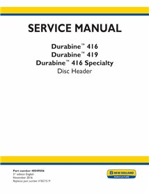 Manual de servicio del cabezal New Holland Durabine 416, 419 - New Holand Agricultura manuales - NH-48049006-SM-EN