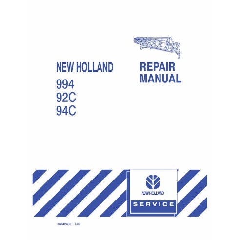 Manual de reparo da plataforma New Holland 994, 92C, 94C - New Holland Agricultura manuais - NH-86642406