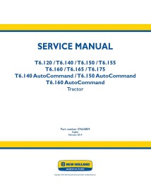 Manual de servicio del tractor New Holland T6.120, T6.140, T6150, T6.155, T6.160, T6.165, T6.175 - Agricultura de Nueva Holan...