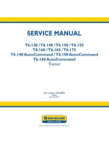 Manual de serviço do trator New Holland T6.120, T6.140, T6150, T6.155, T6.160, T6.165, T6.175 - New Holland Agricultura manua...