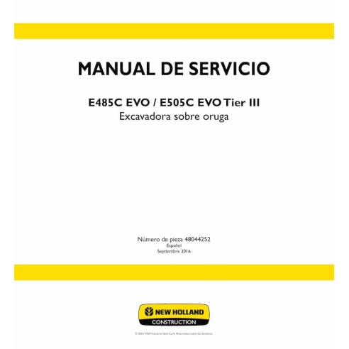 New Holland E485C EVO / E505C EVO Tier III crawler excavator service manual ES - New Holland Construction manuals - NH-480442...