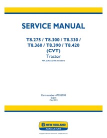 Manual de serviço do trator New Holland T8.275, T8.300, T8.330, T8.360, T8.390, T8.420 - New Holland Agricultura manuais - NH...