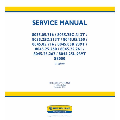 Manual de servicio del motor New Holland 8035, 8045 - New Holand Agricultura manuales - NH-47454136-SM-EN