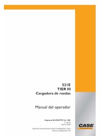 Manual do operador da carregadeira de rodas Case 521E Tier 3 ES - Case manuais - NH-87647791A-OM-ES