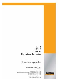 Manual do operador da carregadeira de rodas Case 721E, 821E Tier 3 ES - Case manuais - CASE-84136006A-OM-ES