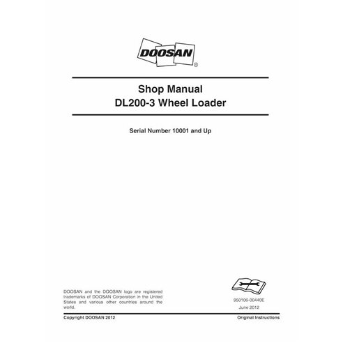 Manual de loja da carregadeira de rodas Doosan DL200-3 - Doosan manuais - DOOSAN-DL200-3-SHM-EN