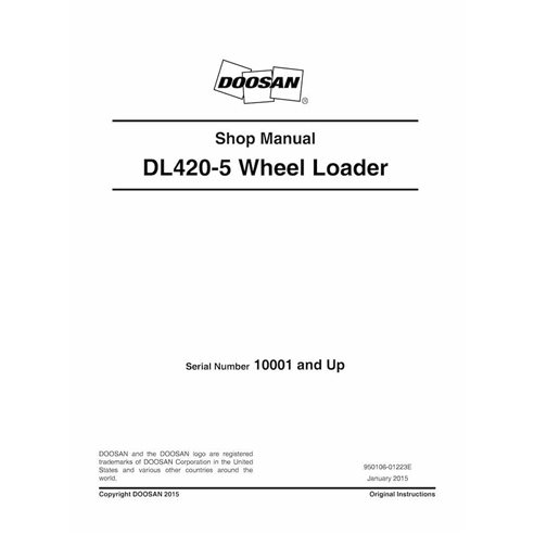 Doosan DL420-5 wheel loader shop manual  - Doosan manuals - DOOSAN-DL420-5-SHM-EN