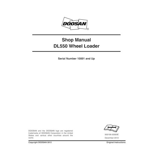 Manual de loja da carregadeira de rodas Doosan DL550A - Doosan manuais - DOOSAN-DL550A-SHM-EN