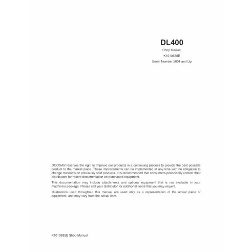 Manual de loja da carregadeira de rodas Doosan DL400