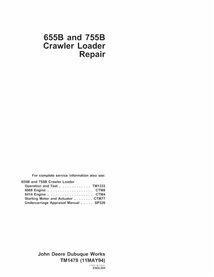 TM1478 Manual técnico de reparo em pdf da carregadeira de esteira John Deere 655B, 755B