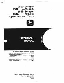 John Deere 762B, 862B scraper pdf manuel technique d'utilisation et de test - John Deere manuels - JD-TM1489-EN