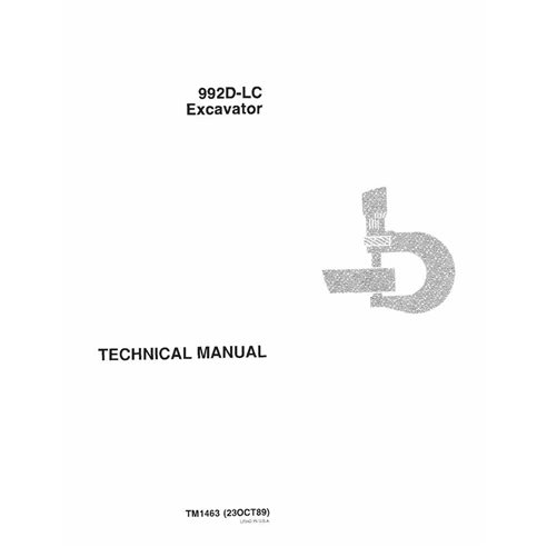 Manual técnico em pdf da escavadeira John Deere 992D-LC - John Deere manuais - JD-TM1463-EN