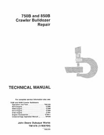 Manual técnico em pdf do trator de esteira John Deere 750B, 850B - John Deere manuais - JD-TM1476-EN