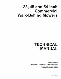 John Deere 38, 48 and 54-Inch vommercialwWalk-behind mowers PDF technical manual  - John Deere manuals - JD-TM1488-EN