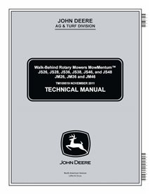 TM109519 John Deere MowMentum JS26, JS28, JS36, JS38, JS46, JS48, JM26, JM36 e JM46 cortador de grama manual técnico em pdf