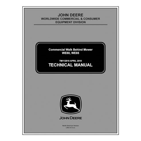 Manuel technique pdf tondeuse John Deere WE80, WE85 ES - John Deere manuels - JD-TM112819-EN