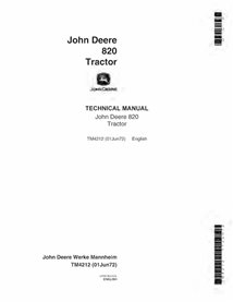 Manuel technique pdf du tracteur John Deere 820 - John Deere manuels - JD-TM4212-EN