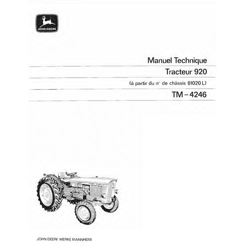 Manuel technique pdf du tracteur John Deere 920 - John Deere manuels - JD-TM4246-EN