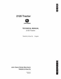 Manuel technique pdf du tracteur John Deere 2120 - John Deere manuels - JD-TM4252-EN