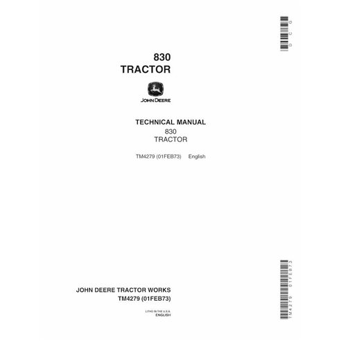 Manual técnico do trator John Deere 830 em pdf - John Deere manuais - JD-TM4279-EN