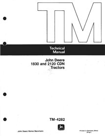 John Deere 1830, 2120 tractor pdf technical manual  - John Deere manuals - JD-TM4282-EN