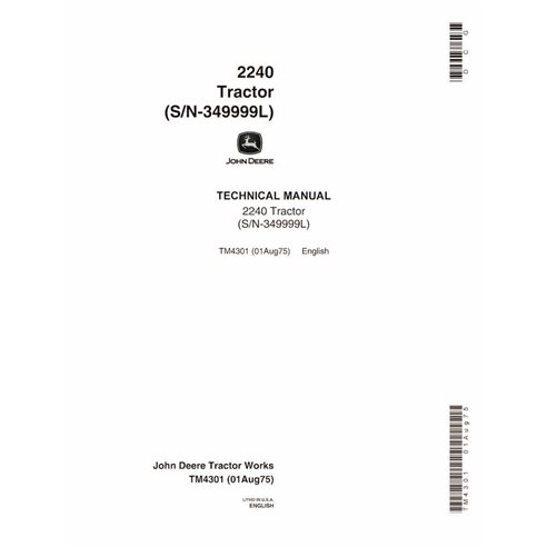 John Deere 2240 tractor pdf technical manual  - John Deere manuals - JD-TM4301-EN