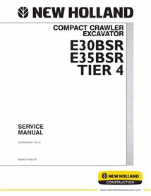 New Holland E30BSR, E35BSR Tier 4 hydraulic excavator pdf service manual  - New Holland Construction manuals - NH-S5PW0029E01-EN