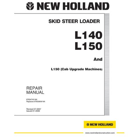 Manual de oficina do carregador deslizante New Holland L140, L150 - Construção New Holland manuais - NH-87634743