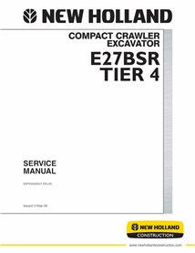 Manuel d'entretien pdf de la pelle compacte New Holland E27BSR Tier 4 - New Holland Construction manuels - NH-S5PV0020E01-EN