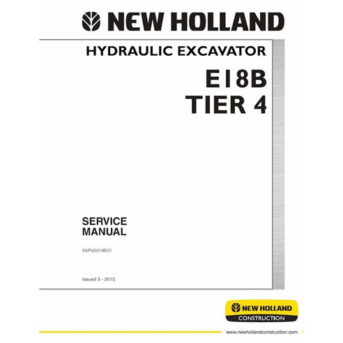 Manuel d'entretien pdf de la pelle hydraulique New Holland E18B Tier 4 - New Holland Construction manuels - NH-S5PU0019E01-EN