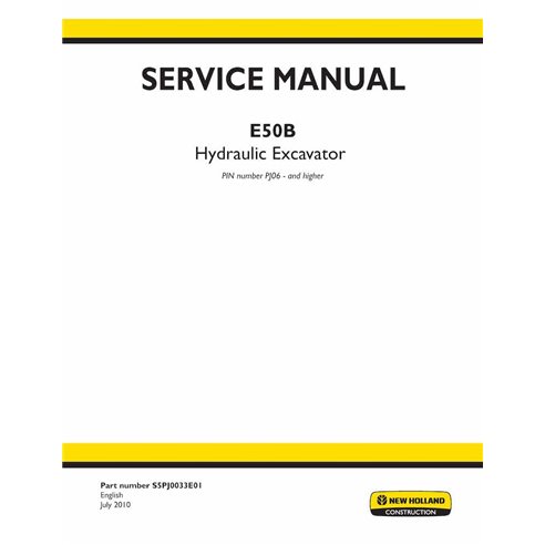 Manual de serviço em pdf da escavadeira de esteira New Holland E50B - New Holland Construção manuais - NH-S5PJ0033E01-EN