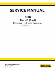 Manual de servicio en pdf de la excavadora compacta New Holland E30B Tier 4B - New Holland Construcción manuales - NH-S5HW003...