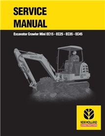 New Holland EC15, EC25, EC35, EC45 crawler excavator pdf service manual  - New Holland Construction manuals - NH-8661172601R0-EN