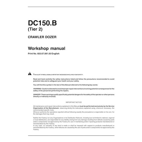 New Holland DC150B Tier 2 crawler dozer pdf workshop manual  - New Holland Construction manuals - NH-6036708100-EN